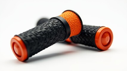 Black Bicycle Handlebar Grips With Orange Accents