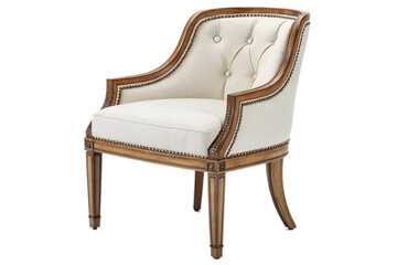 A vintage brown leather armchair and an old wooden chair, one isolated, offer comfortable seating and classic decor.