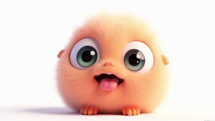 Cute Fluffy Cartoon Creature With Tongue