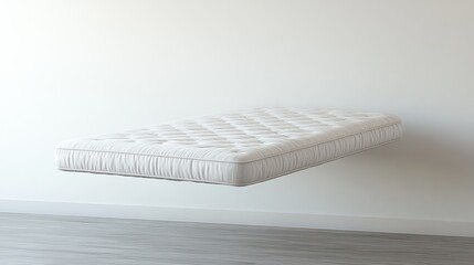 White mattress floating above white background in D studio render look