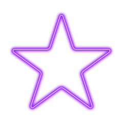 Violet neon star on transparent background. Vector illustration