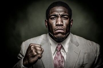 Obraz premium Powerful Portrait of a Man in a Suit with a Determined Expression