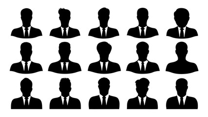 set of Businessman silhouette vector on white background