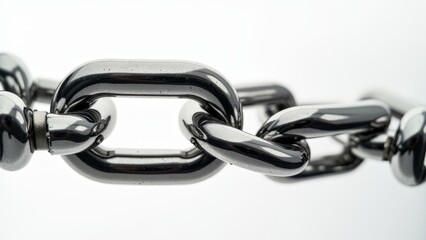 Obraz premium Metal Chain Link Close-Up Against White