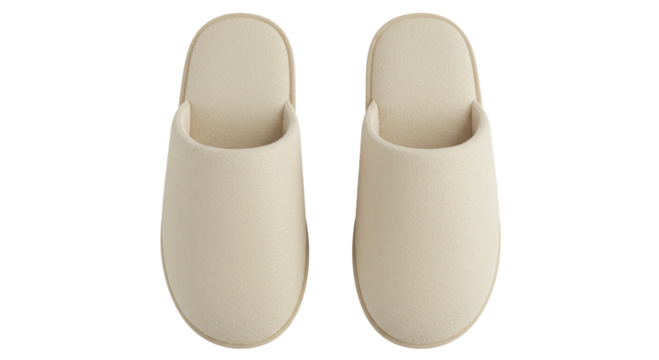 Isolated Pair of White Hotel Slippers for Indoor Comfort