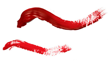 Vibrant red brush strokes on white canvas