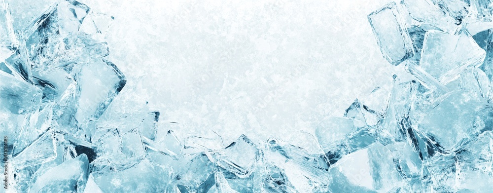 Poster frozen chunks: a stunning macro shot of ice cubes forms a cool, refreshing border. this captivating 