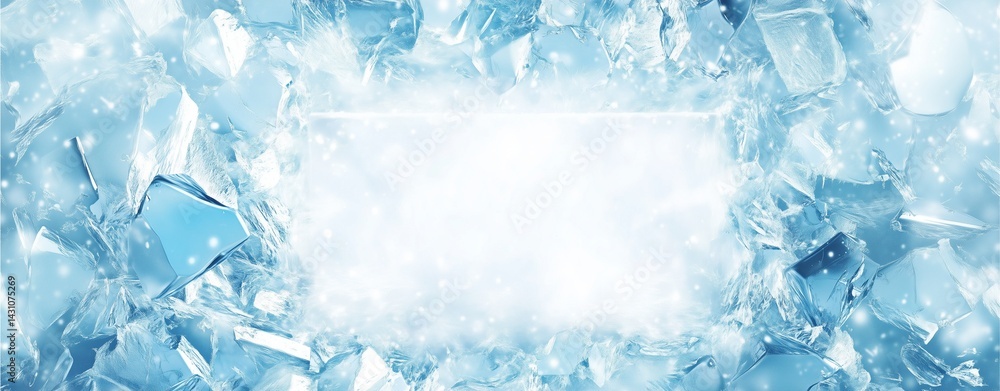 Poster frozen shards: this image presents a captivating close-up of crystalline shards. a beautiful frost s