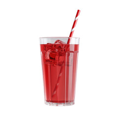 Red drink with ice and straw