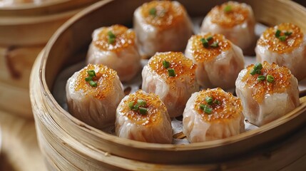Flavorful asian fusion dim sum with an array of delicious fillings artfully presented for a culinary delight