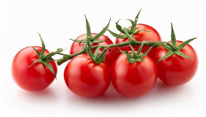 ripe red cherry tomatos isolated on white background