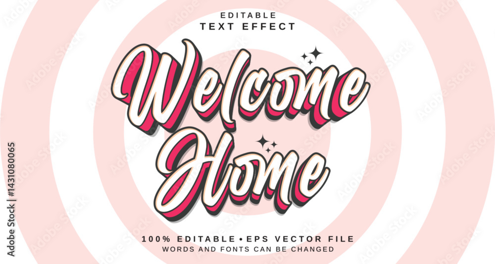 Poster editable text style effect - welcome home text style theme.