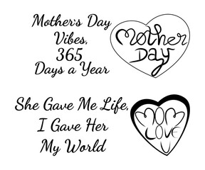  Mother's Day Quotes with Heart Calligraphy Art – Sentimental Typography Design.