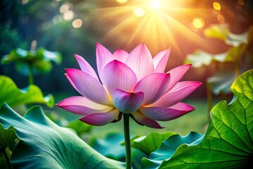Pink Lotus Flower in Sunlight