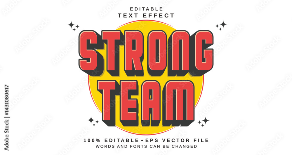 Poster editable text style effect - strong team text style theme.