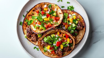 Savory Beef Tacos with Fresh Vegetables and Herbs