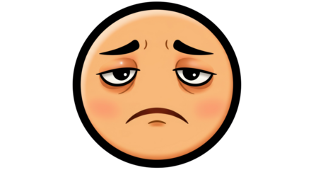 Isolated Sad and Tired Emoji Face