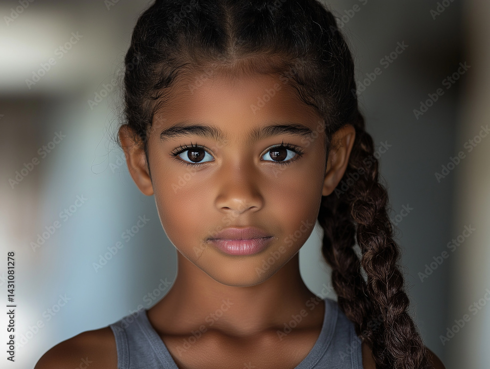 Wall mural digital portrait of a child with soft expression
