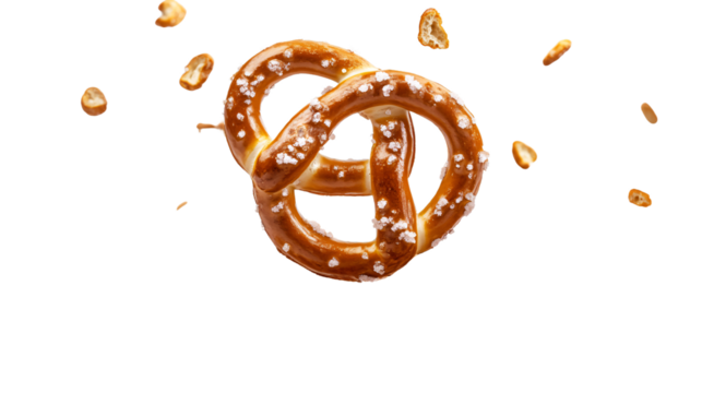 Dynamic Falling Salted Pretzels onto Pile