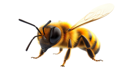 Cute Cartoon Bee on Transparent Background