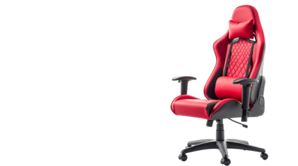 Modern Red Gaming Chair on Transparent Background - Professional Gaming Setup Photo