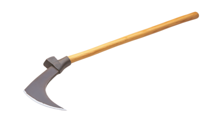 Reaper's Scythe with Long Curved Blade and Wooden Handle