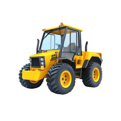 Fototapeta premium Powerful Yellow Tractor - Agricultural Machinery Isolated on Transparent Background