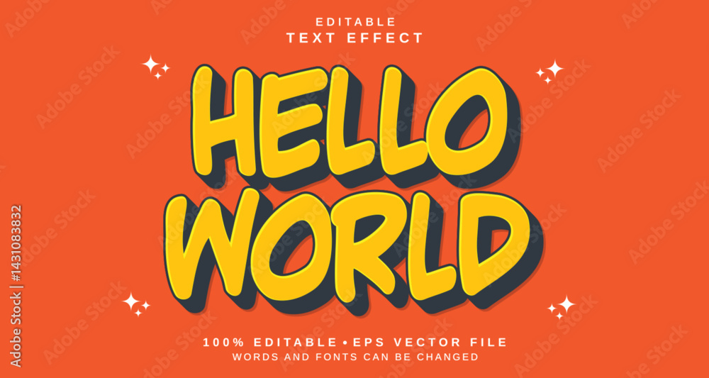 Poster editable text style effect - hello world text style theme.