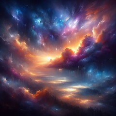 Fototapeta premium Celestial Canvas s liquid palette