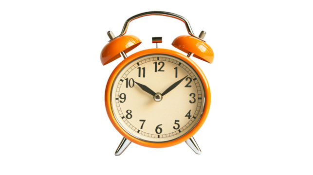 Professional Alarm Clock Isolated on Transparent Background for Time Management Concepts