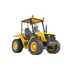 Naklejka premium Powerful Yellow Tractor on a Transparent Background