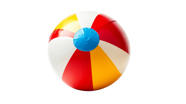 Colorful Beach Ball on Transparent Background for Summer Fun and Vacations
