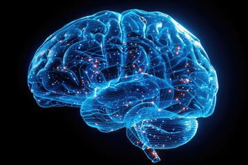 An Illuminated Artistic Depiction Of A Human Brain Structure