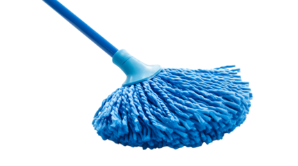 Professional Blue Plastic Mop Isolated on Transparent Background for Cleaning Services
