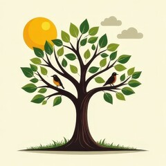 Fototapeta premium Symbol of nature conservation. Ecology logo. Protection of nature and animals, fight against pollution of the planet. Recycling. Ecologically clean environment.