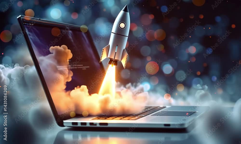 Poster explore the future of technology with gen alpha turbo cropped m featuring a rocket launch from a lap