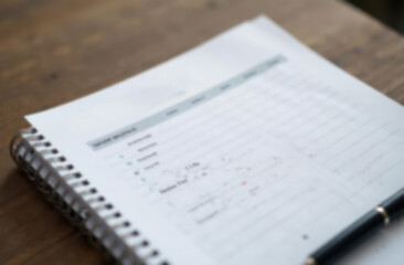 Blur background of Agenda Meeting Plan Schedule In Personal Organizer 