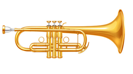 Fototapeta premium Shiny Golden Trumpet Isolated on Transparent Background for Music Events and Concerts