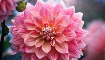 Fototapeta premium pink dahlia flower in full bloom closeup