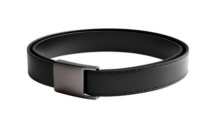 Chic Minimalist Belt with Sleek Metallic Buckle Isolated on Transparent Background