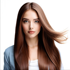 Girl model with beautiful long well-groomed hair