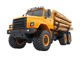 Heavy-duty logging truck carrying lumber