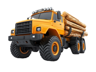 Heavy-duty logging truck carrying lumber