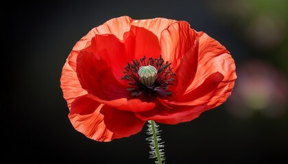 Fototapeta premium red poppy blooming with transparent background