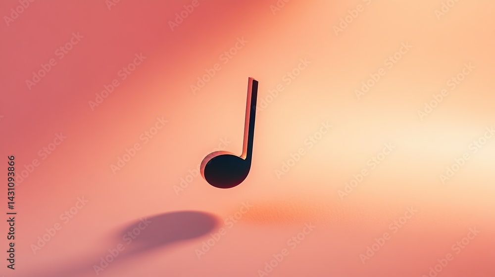 Poster a stylish album cover design with a single floating note and soft shadows.