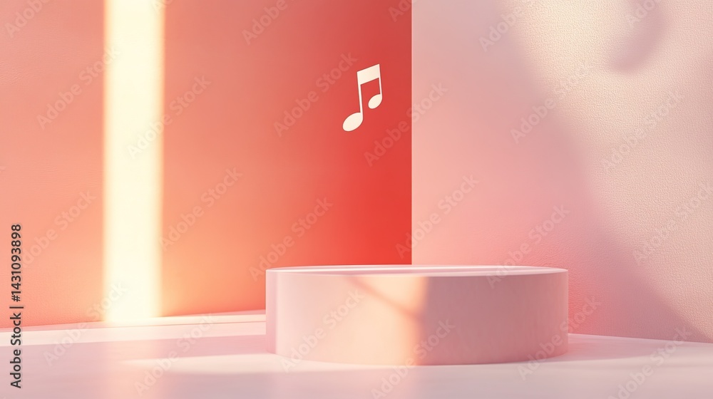 Poster a stylish album cover design with a single floating note and soft shadows.