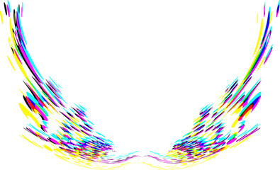 Spread halftone rainbow colored wings. Vector.
