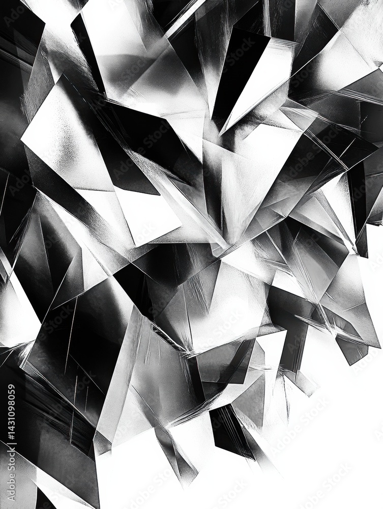 Aufkleber explore fragmented geometry in a mesmerizing black and white cubism design featuring bold contrasts 