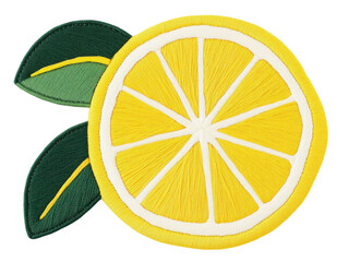 isolated transparent Background. Bright lemon slice with green leaves, perfect for summer themes and vibrant designs