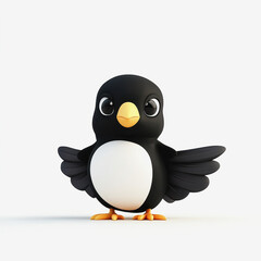 Fototapeta premium Adorable penguin standing proudly against a crisp white background showcasing its charming features and posture